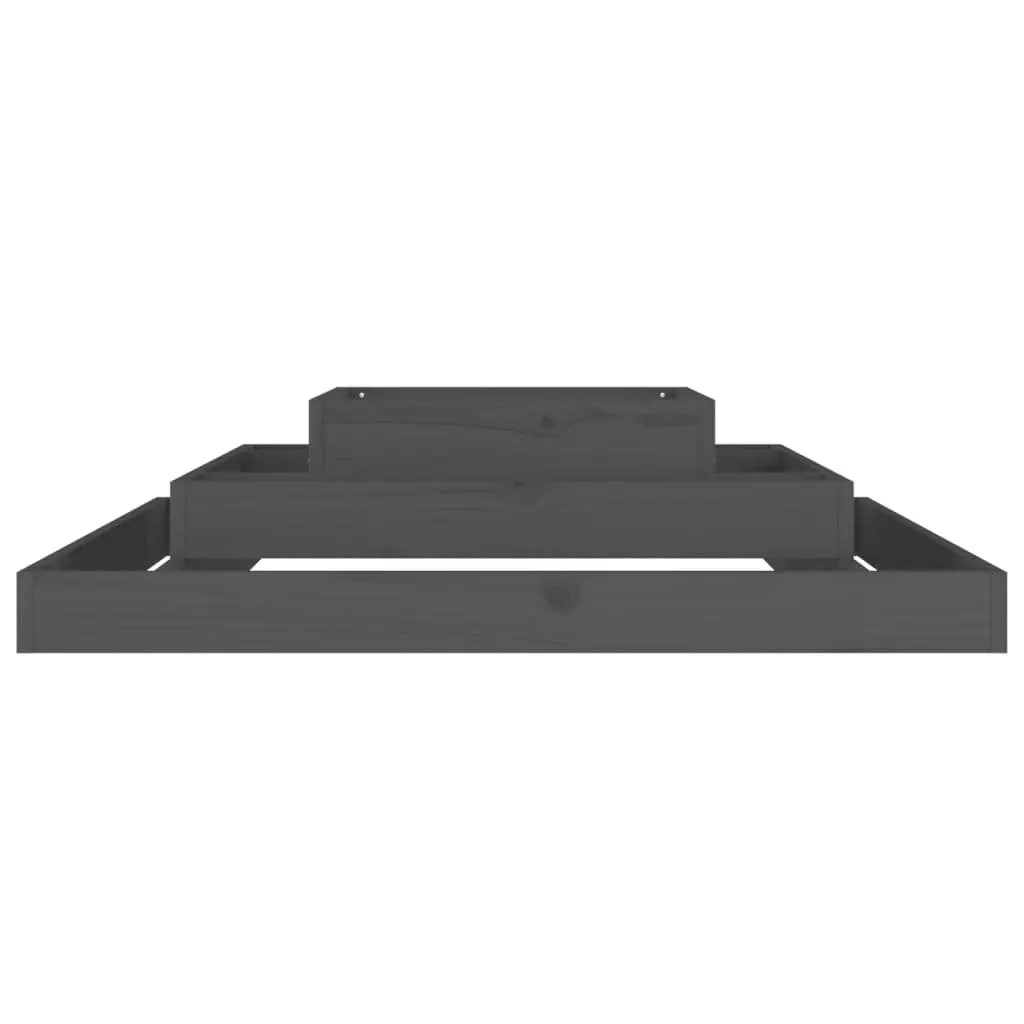 Wooden Planter Box Grey 110x110x27cm Solid Pine 3-Tier Raised Garden Bed