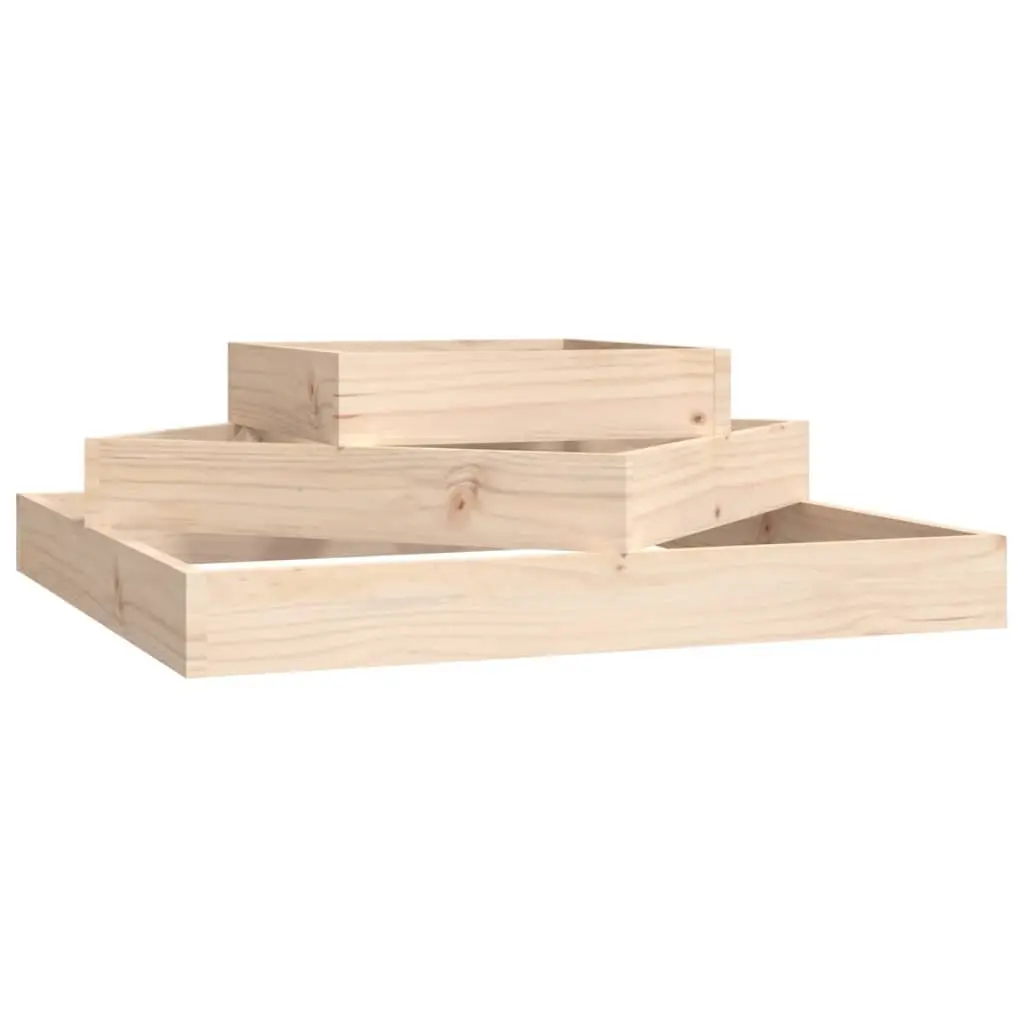 Wooden Planter Box 83x83x27cm 3-Tier Raised Garden Bed Brown
