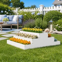 Warm White Wooden Planter Pot 80x80x27cm for Your Garden Needs