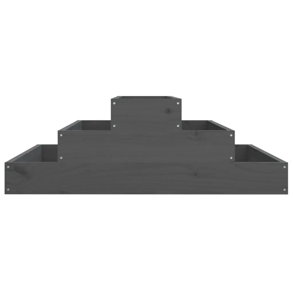 Wooden Planter Pot Grey Raised Flower Bed Garden Box Stair Step Design