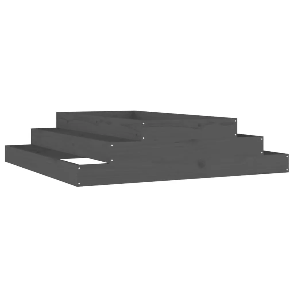 Wooden Planter Raised Garden Bed 110x110x27cm Grey Pine