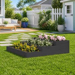 Versatile Grey Wooden Planter with 3 Depth Levels