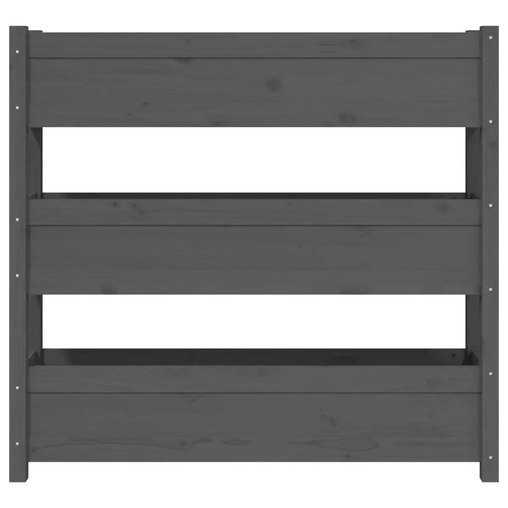 Wooden Planter Raised Garden Bed 3 Flower Boxes Grey Pine