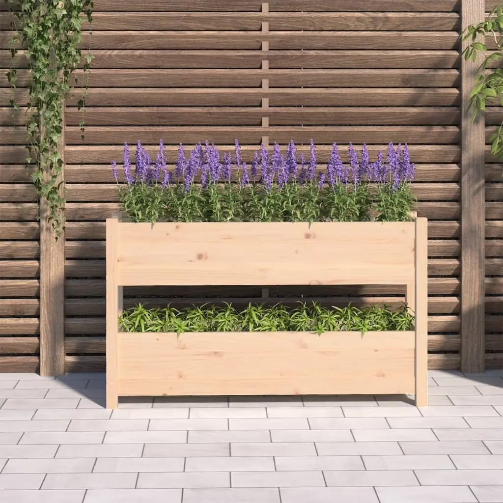 Wooden Planter Box Raised Bed Flower Vegetable Garden 112x25x66 cm Brown