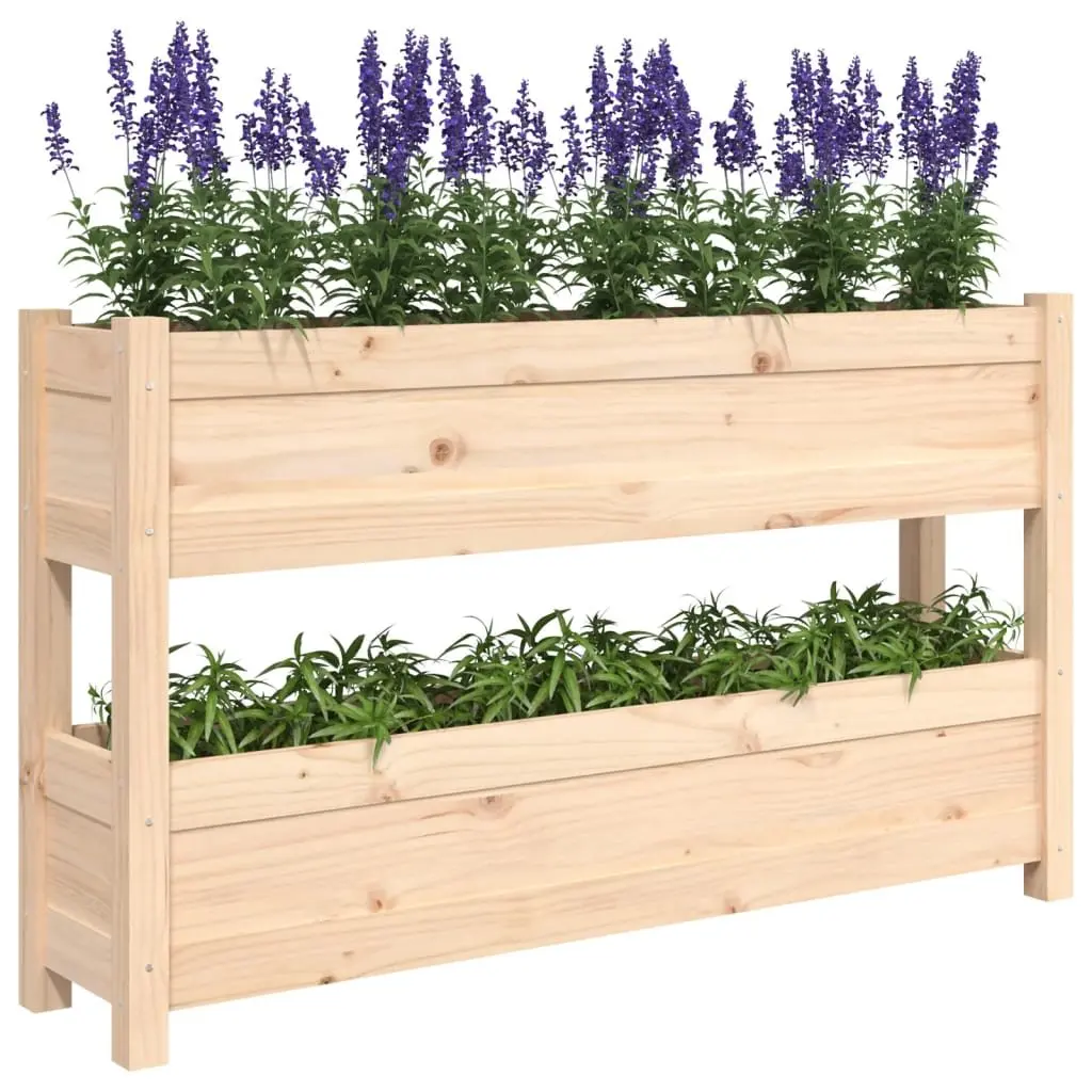 Wooden Planter Box Raised Bed Flower Vegetable Garden 112x25x66 cm Brown