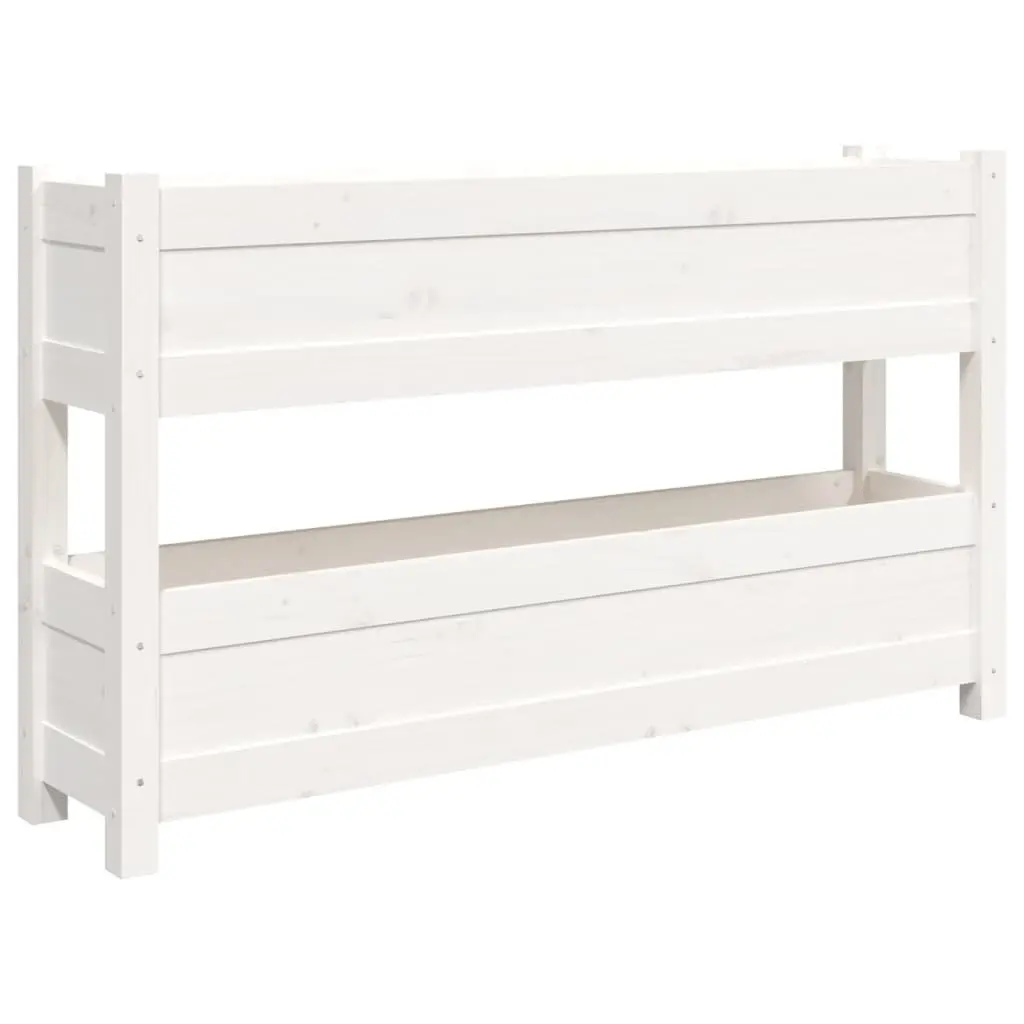 Wooden Planter Raised Bed Flower Boxes 112x25x66cm White