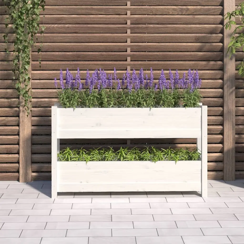 Wooden Planter Raised Bed Flower Boxes 112x25x66cm White