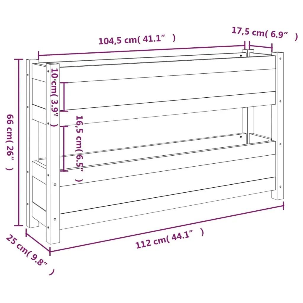 Wooden Planter Raised Bed Flower Boxes 112x25x66cm White