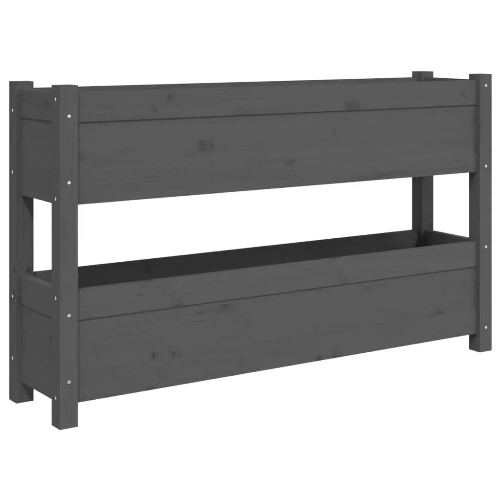 Wooden Planter Box Grey 112x25x66 cm Raised Bed Garden Flower Vegetables Herbs