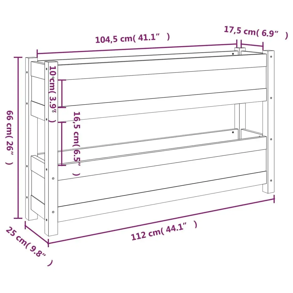 Wooden Planter Box Grey 112x25x66 cm Raised Bed Garden Flower Vegetables Herbs