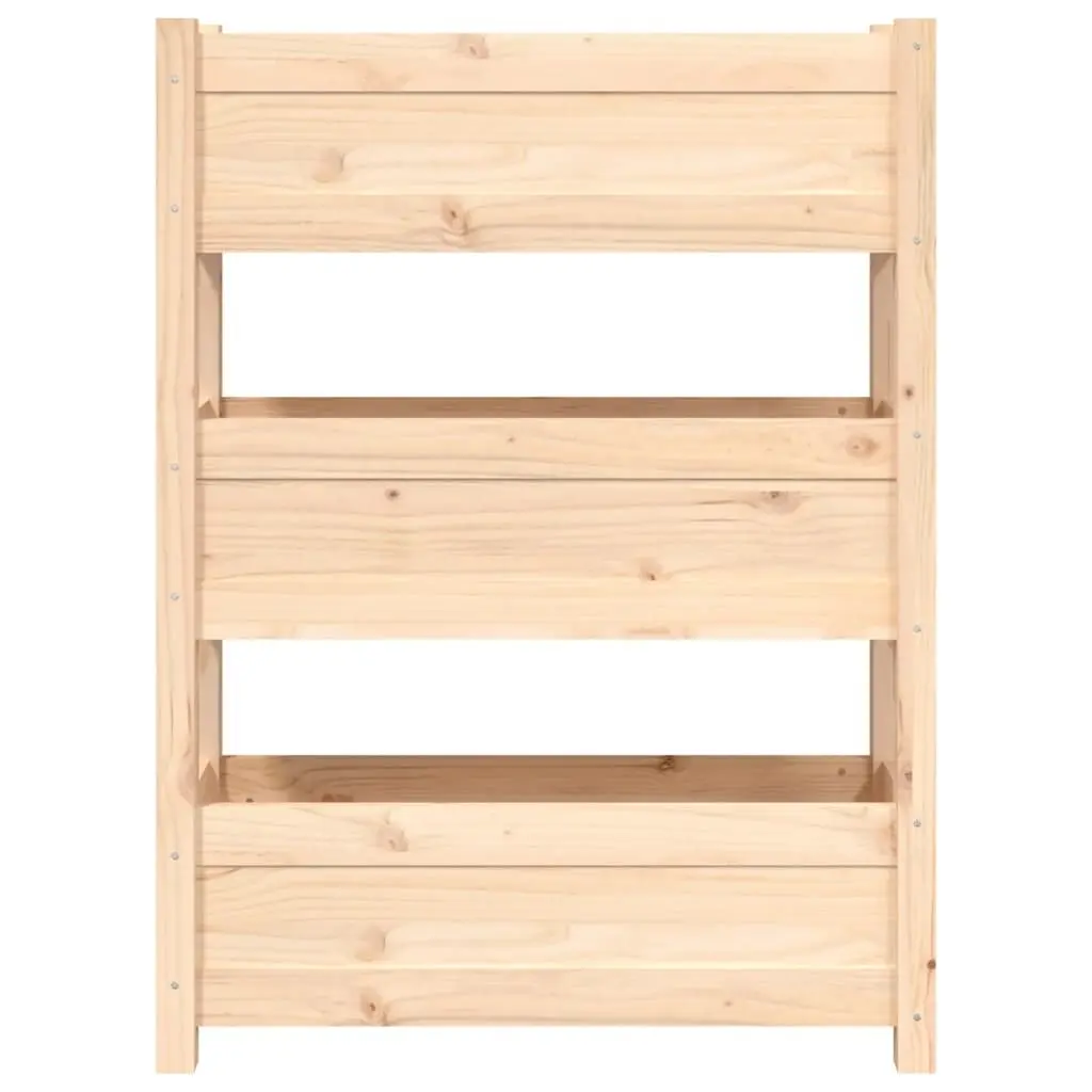 Planter Box Raised Garden Bed 77x25x104.5cm Brown Solid Pine Wood 3 Flower Boxes