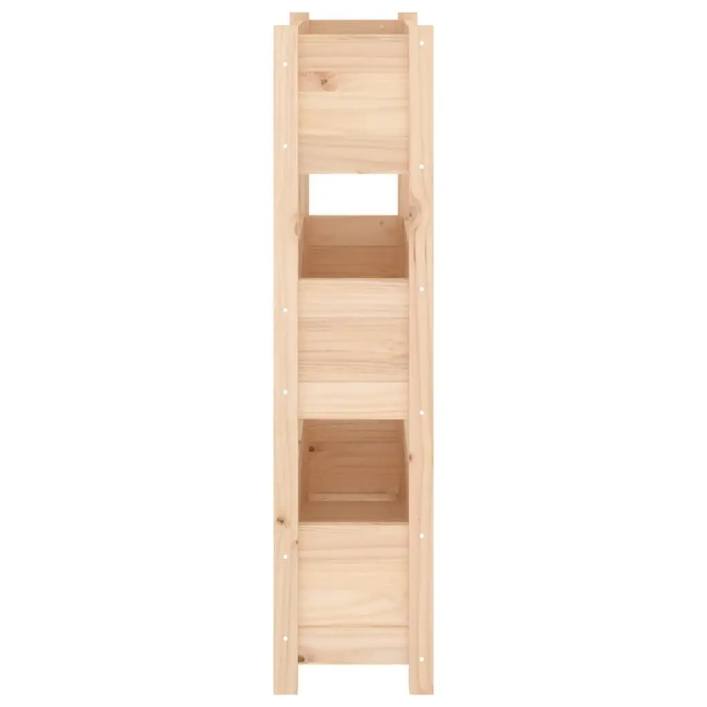 Planter Box Raised Garden Bed 77x25x104.5cm Brown Solid Pine Wood 3 Flower Boxes