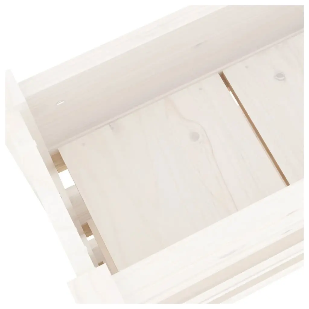 Wooden Planter Box Raised Garden Bed 77x25x104.5cm White 3 Flower Boxes