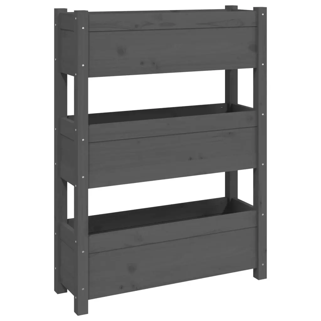 Wooden Planter Box Grey 77x25x104.5cm Raised Garden Bed 3 Flower Boxes