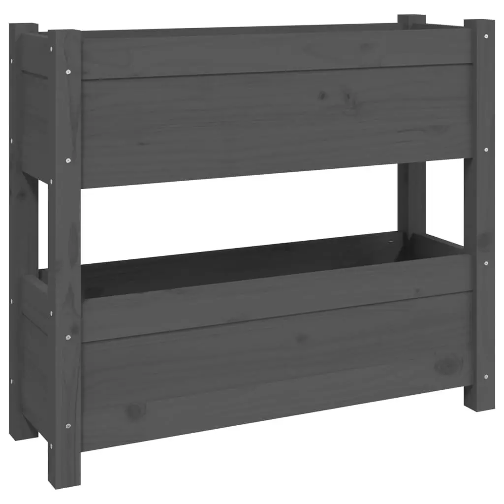 Wooden Planter Flower Boxes Garden Raised Bed 2 Grey Pine