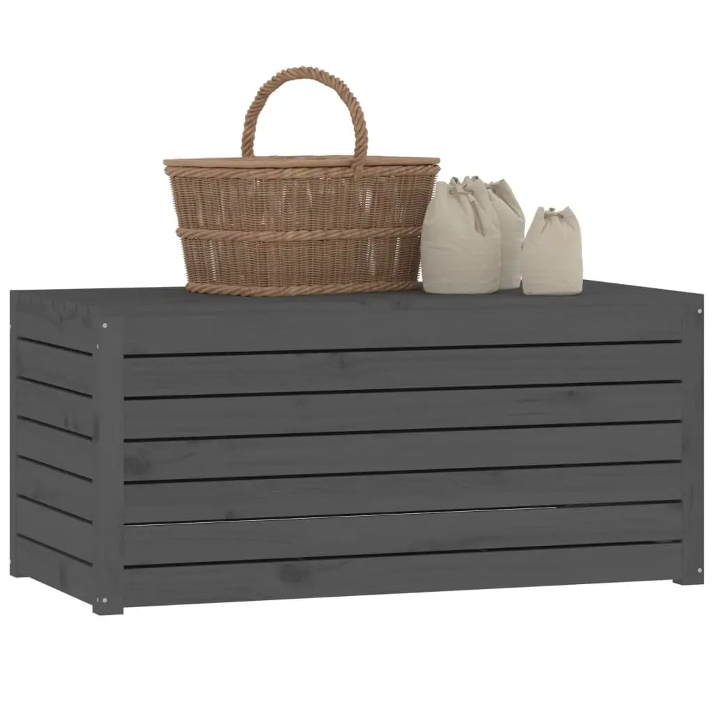 Garden Storage Box Grey Solid Wood Pine Outdoor Furniture 101 x 50.5 x 46.5 cm