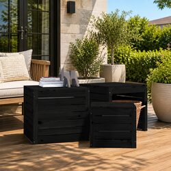 Quality 3-Piece Outdoor Storage Box Set in Solid Pine