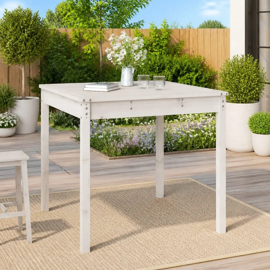 Garden Table Outdoor Use 82.5x82.5x76 cm White Solid Wood Pine