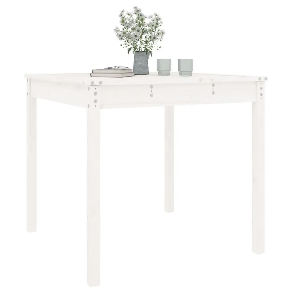 Garden Table Outdoor Use 82.5x82.5x76 cm White Solid Wood Pine
