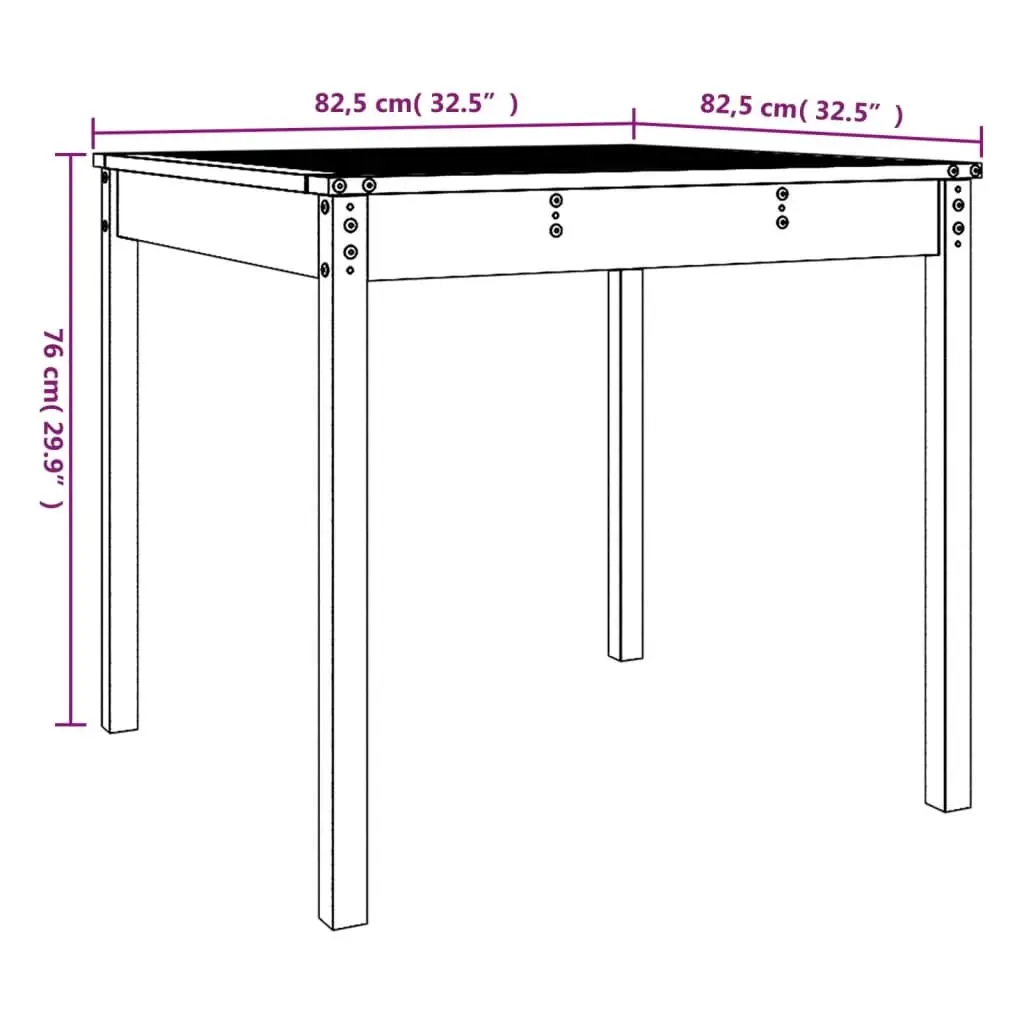 Garden Table Outdoor Use 82.5x82.5x76 cm White Solid Wood Pine