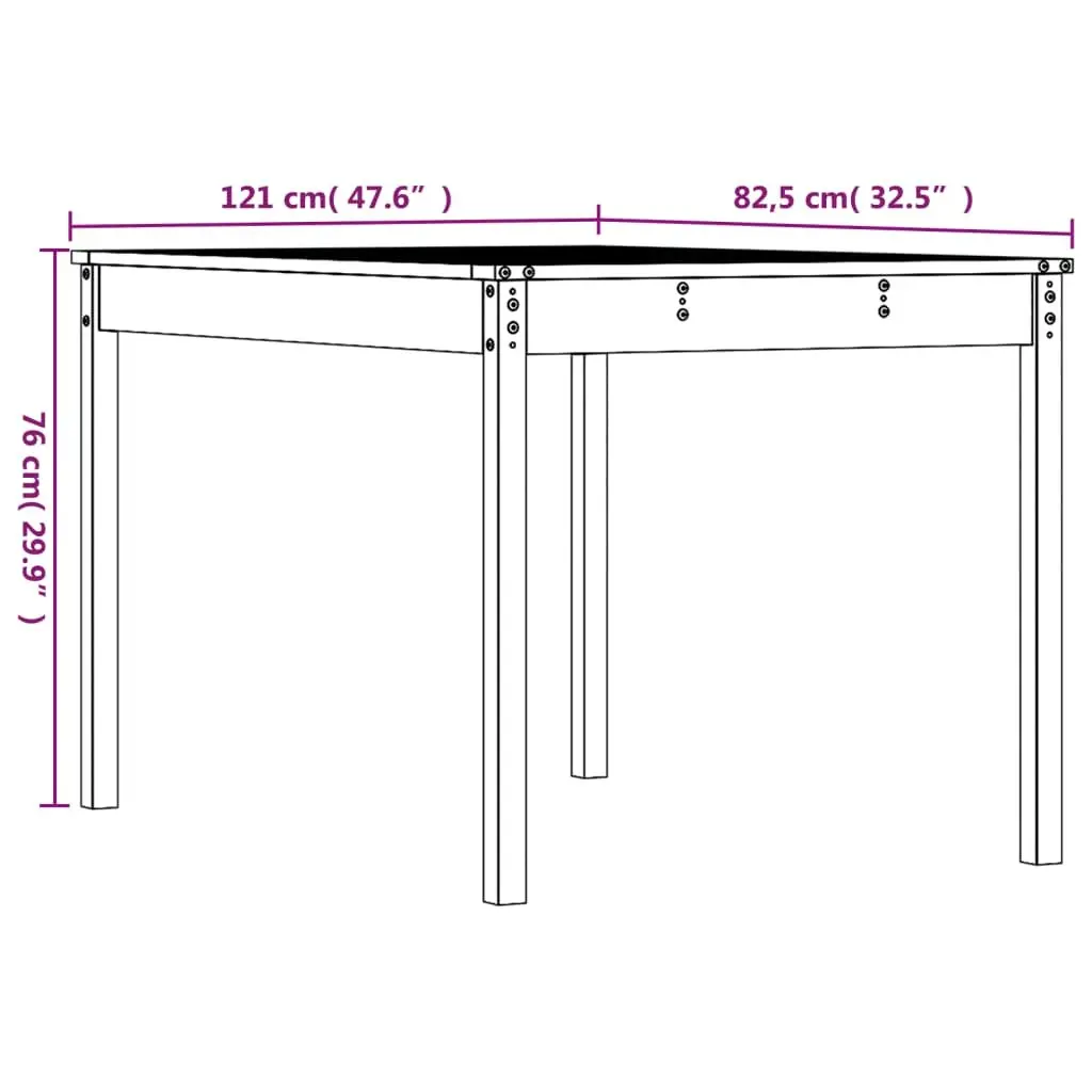 Garden Table Outdoor Dining Desk 121x82.5x76cm Grey Solid Pine Wood