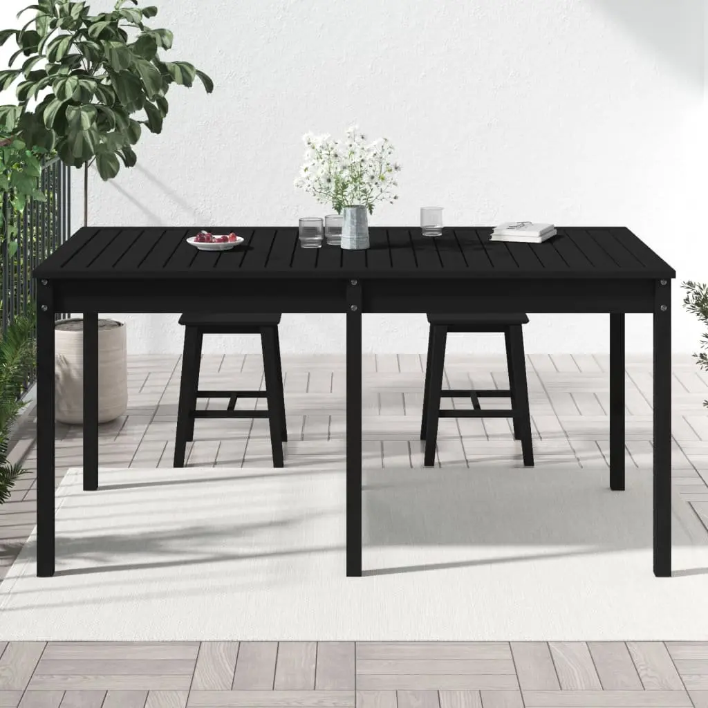 Solid Pine Wood Garden Table Outdoor Dining 1595cm x 825cm x 760cm Black