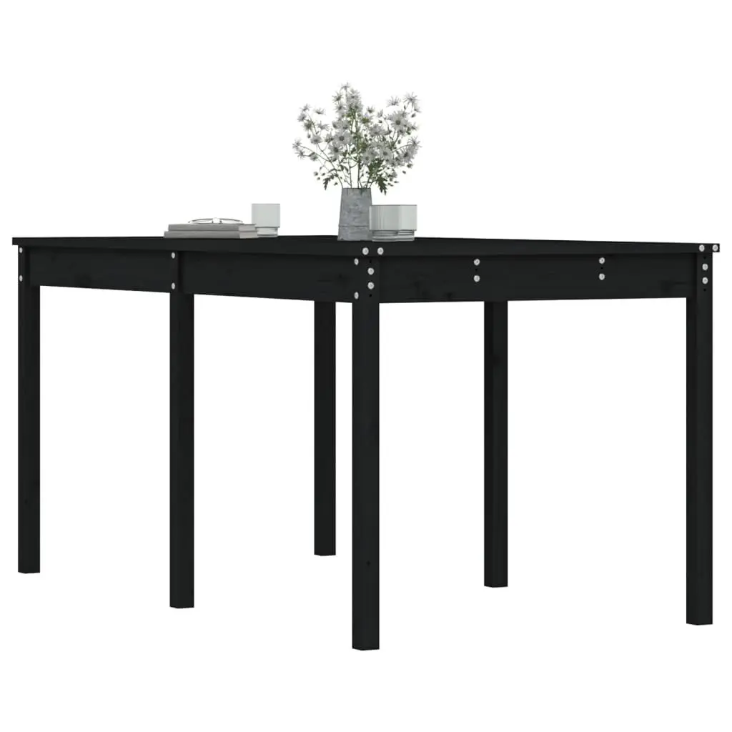 Solid Pine Wood Garden Table Outdoor Dining 1595cm x 825cm x 760cm Black