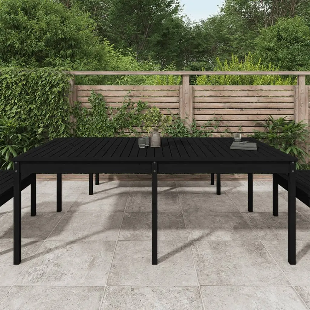Garden Table Outdoor Use 203.5x100x76cm Black Solid Pine Wood
