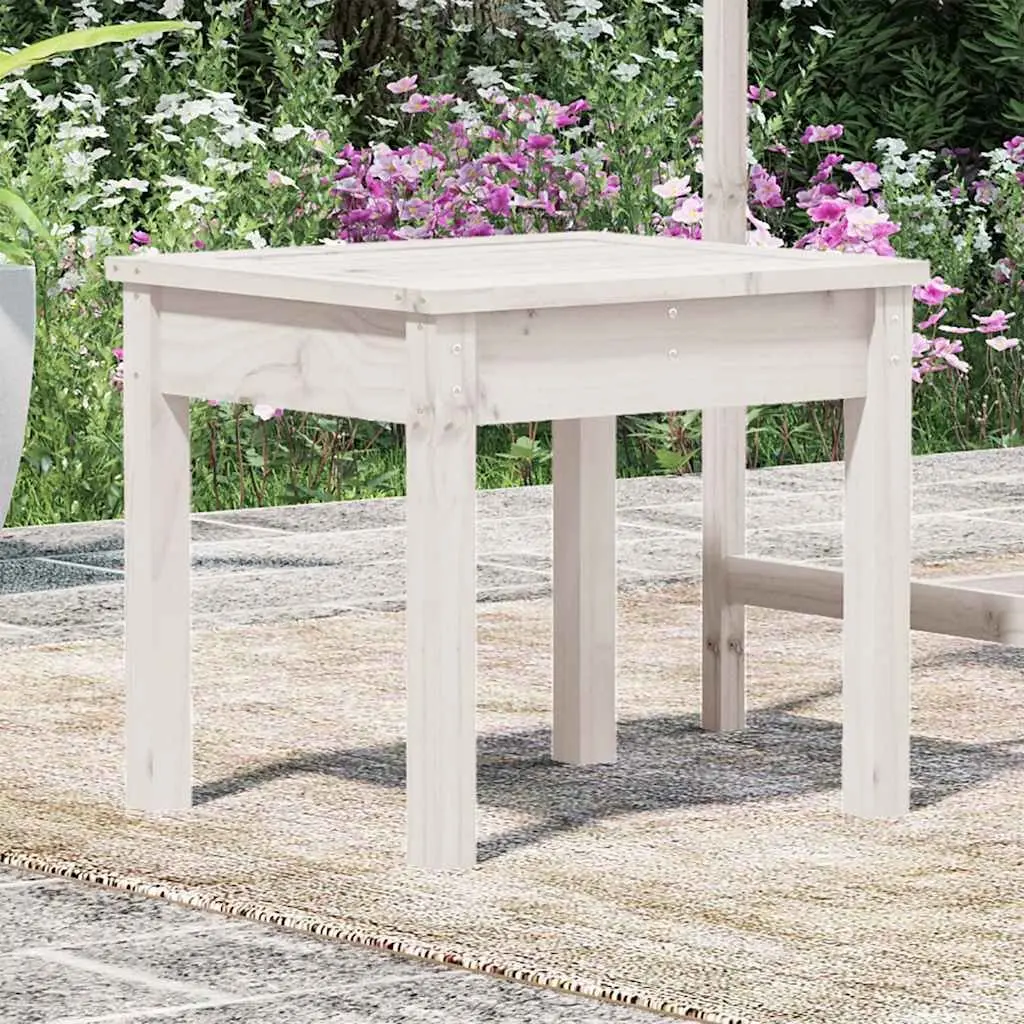 White Wooden Garden Bench with Rustic Charm