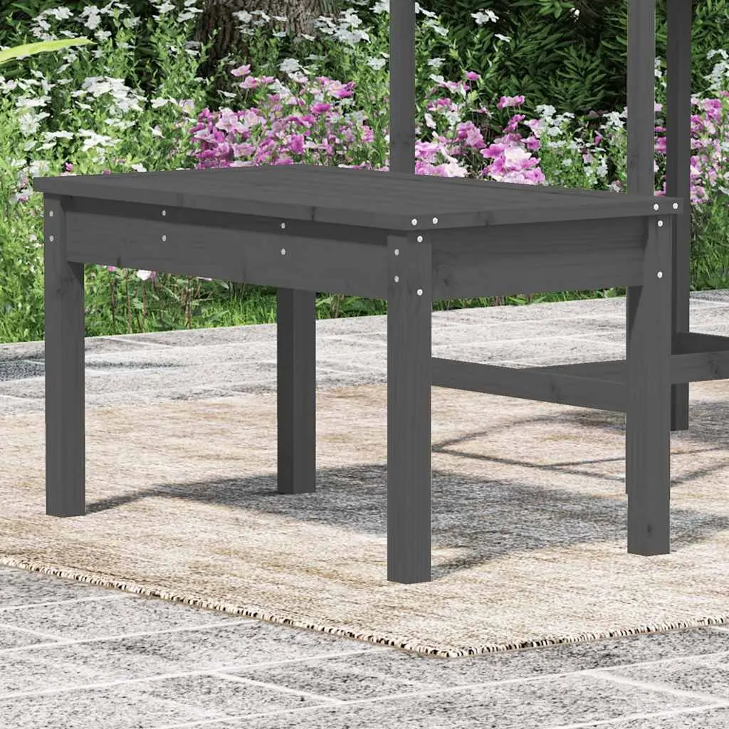Outdoor Garden Bench Grey Solid Wood Pine Patio Seating Furniture Slatted Design