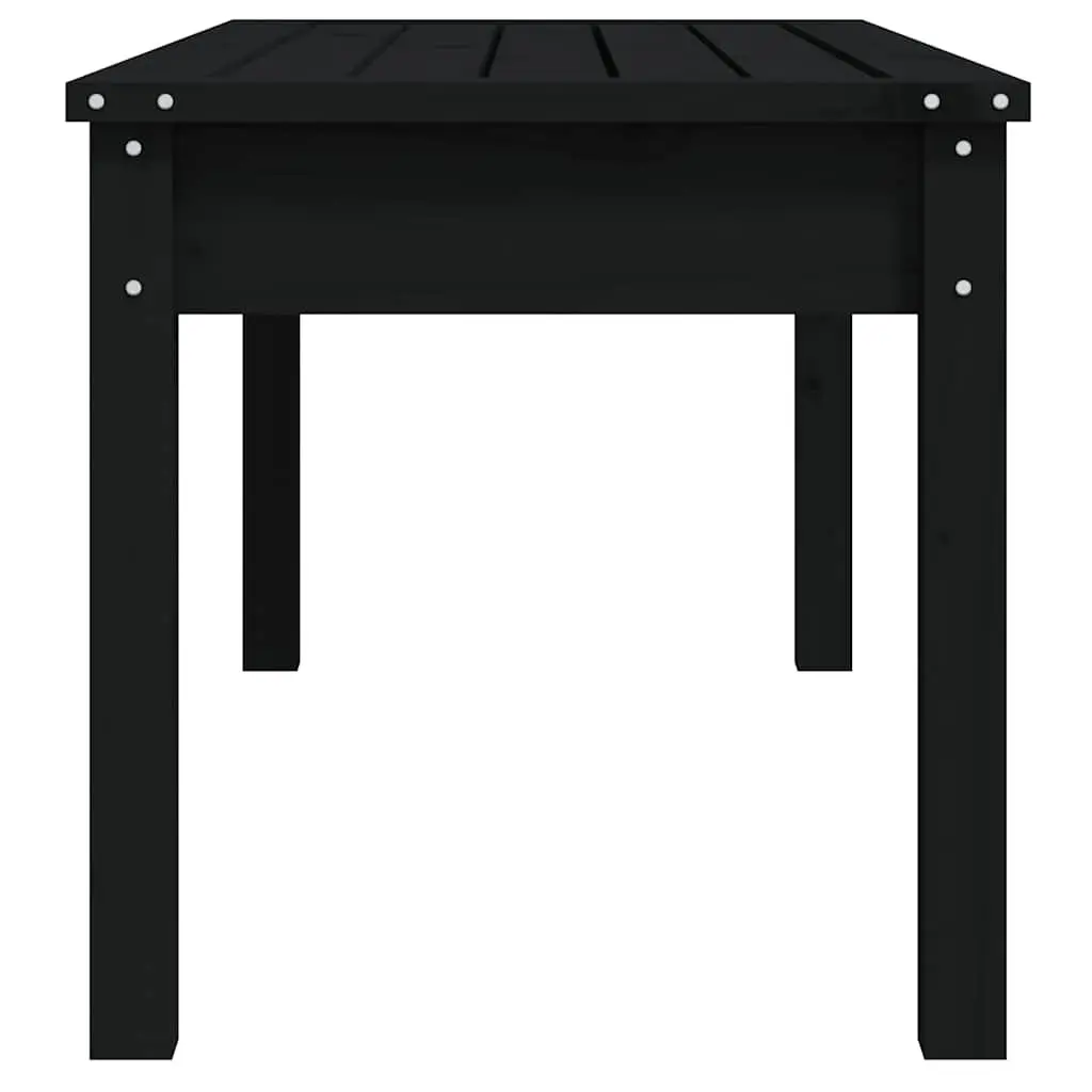 Outdoor Garden Bench Black Solid Wood Pine Slatted Patio Seating Furniture