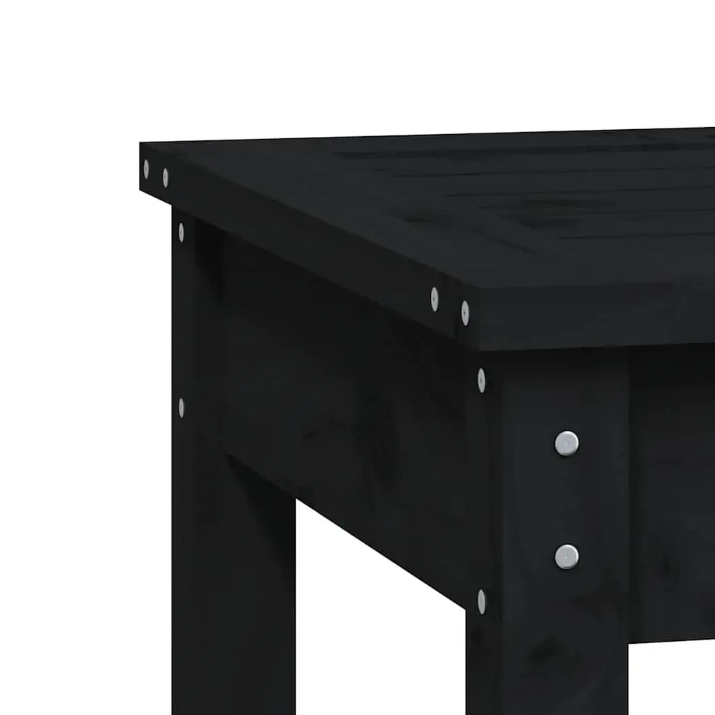 Outdoor Garden Bench Black Solid Wood Pine Slatted Patio Seating Furniture