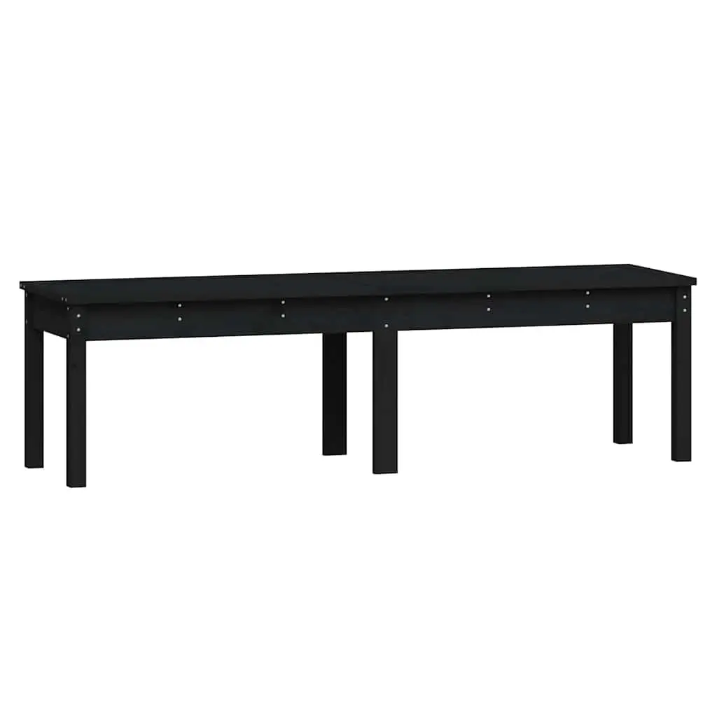 Wooden 2-Seater Garden Bench Outdoor Patio Seating Slatted Design Black