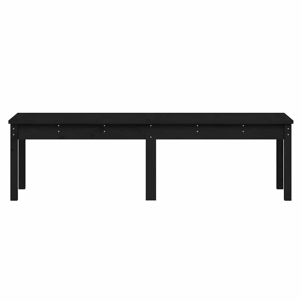Wooden 2-Seater Garden Bench Outdoor Patio Seating Slatted Design Black