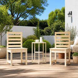 Outdoor Garden Chairs Set of 2 Solid Wood Pine Patio Dining Seating Brown