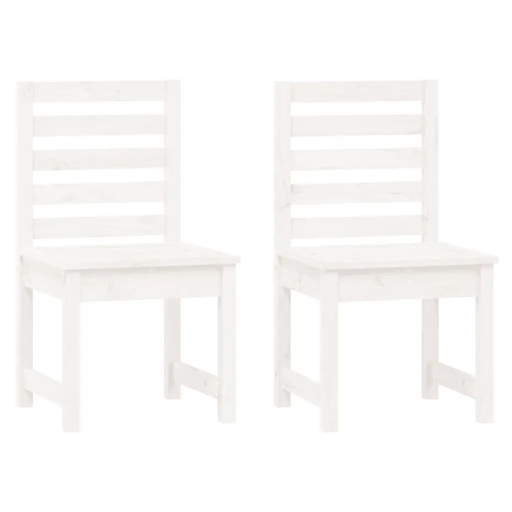 Outdoor Garden Chairs 2 pcs White Solid Wood Pine Patio Seating Dining Furniture