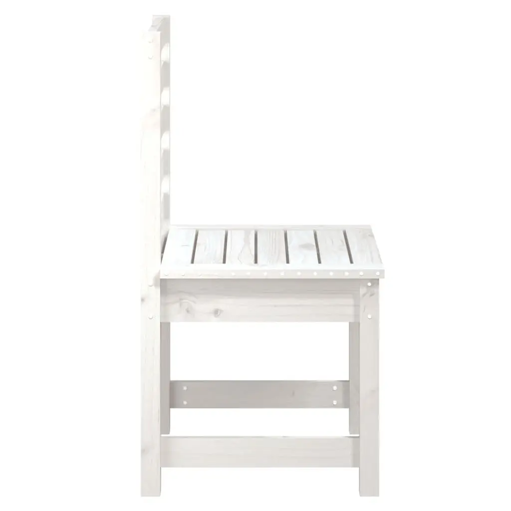 Outdoor Garden Chairs 2 pcs White Solid Wood Pine Patio Seating Dining Furniture