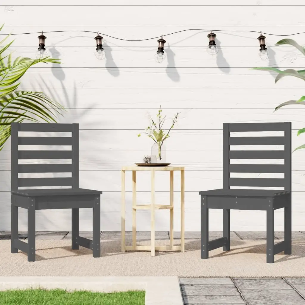 Wooden Garden Chairs Set of 2 Grey Outdoor Seating for Patio Relaxing