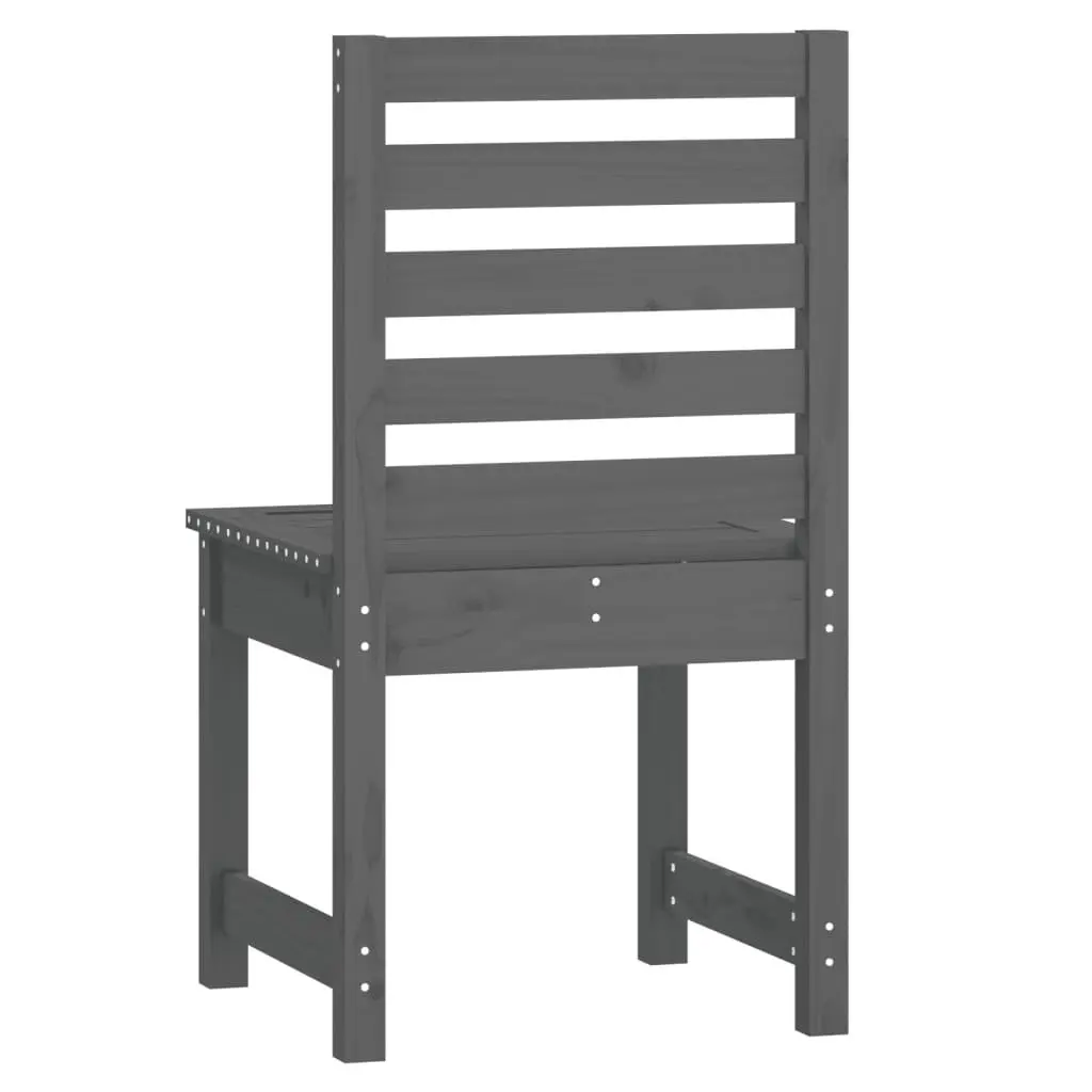 Wooden Garden Chairs Set of 2 Grey Outdoor Seating for Patio Relaxing