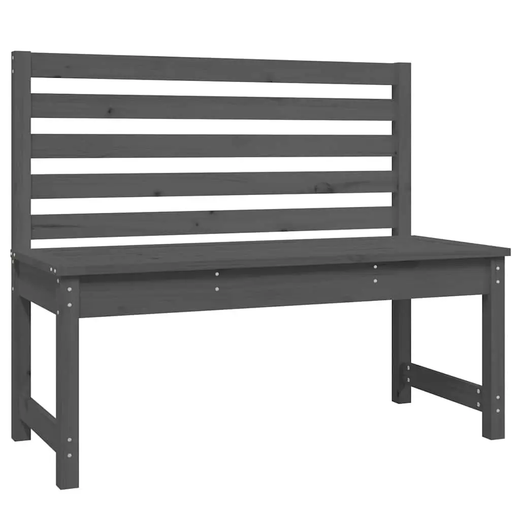 Outdoor Garden Bench 109cm Grey Wooden Backrest Patio Seating Slatted Design