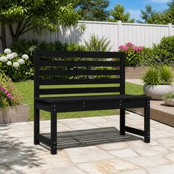 Comfortable Black Wooden Garden Bench - Great Value 109cm