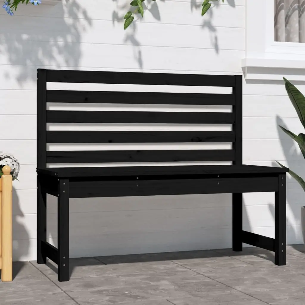 Wooden Garden Bench Outdoor Seating 109cm Black
