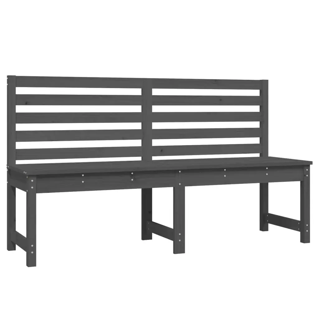 Garden Bench Grey Wooden Backrest 157.5 cm Patio Seating Furniture