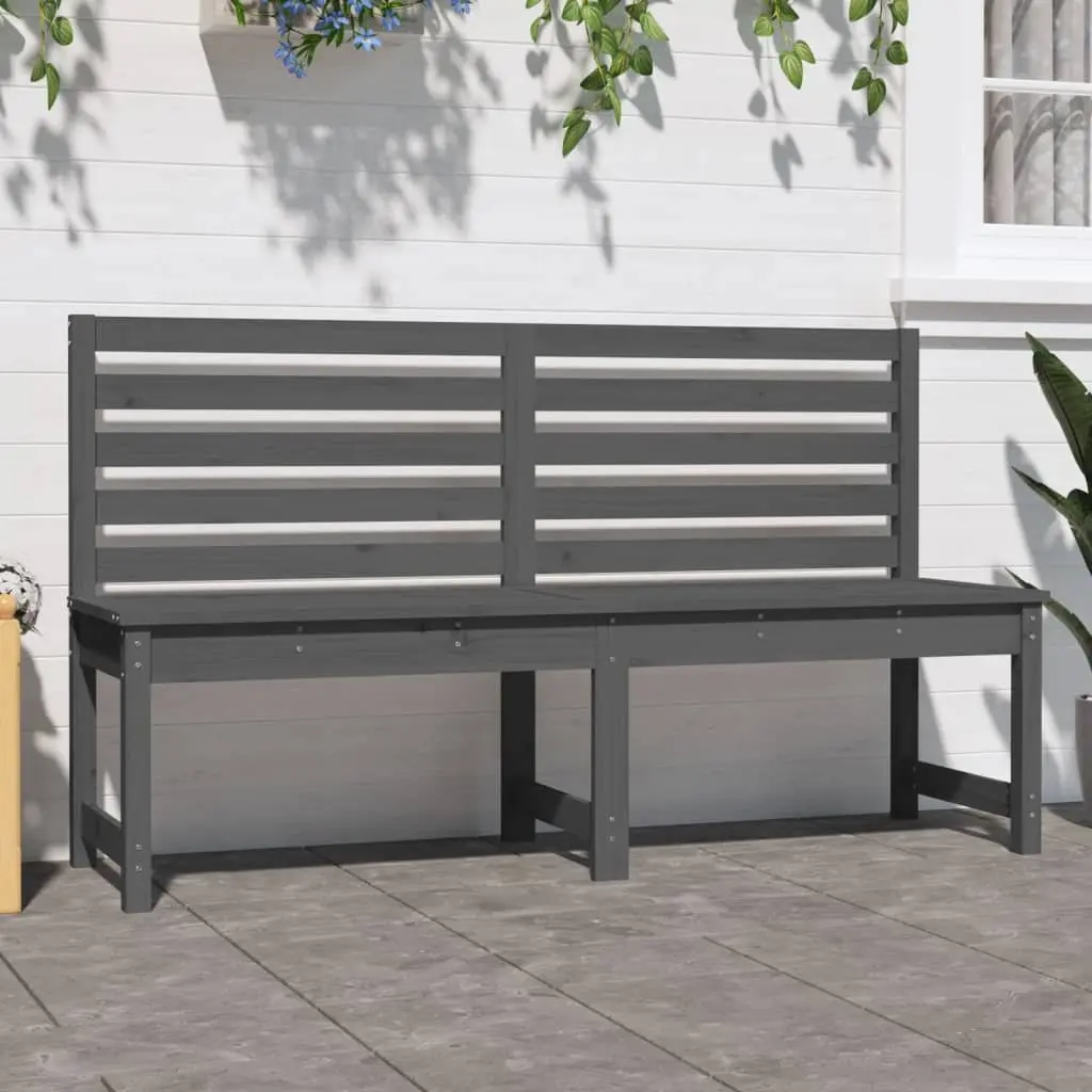Garden Bench Grey Wooden Backrest 157.5 cm Patio Seating Furniture