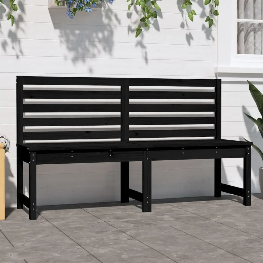 Black Garden Bench in Solid Pine Wood