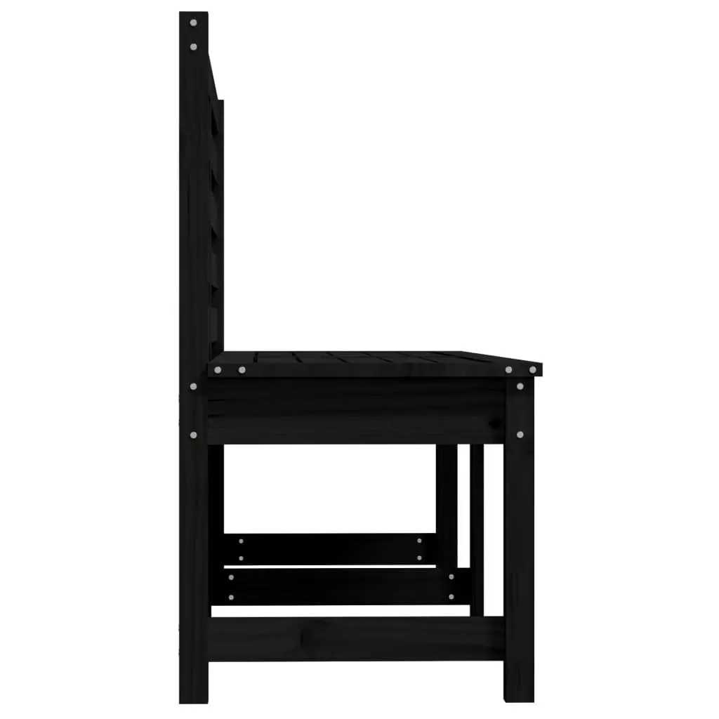 Black Garden Bench in Solid Pine Wood