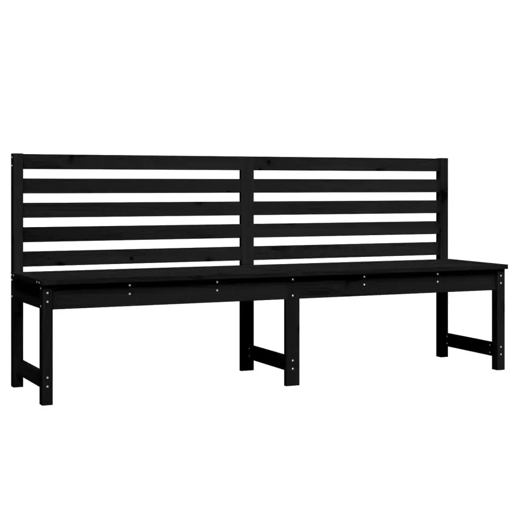 Garden Bench Outdoor Seating 201.5cm Black Solid Pine Wood Backrest