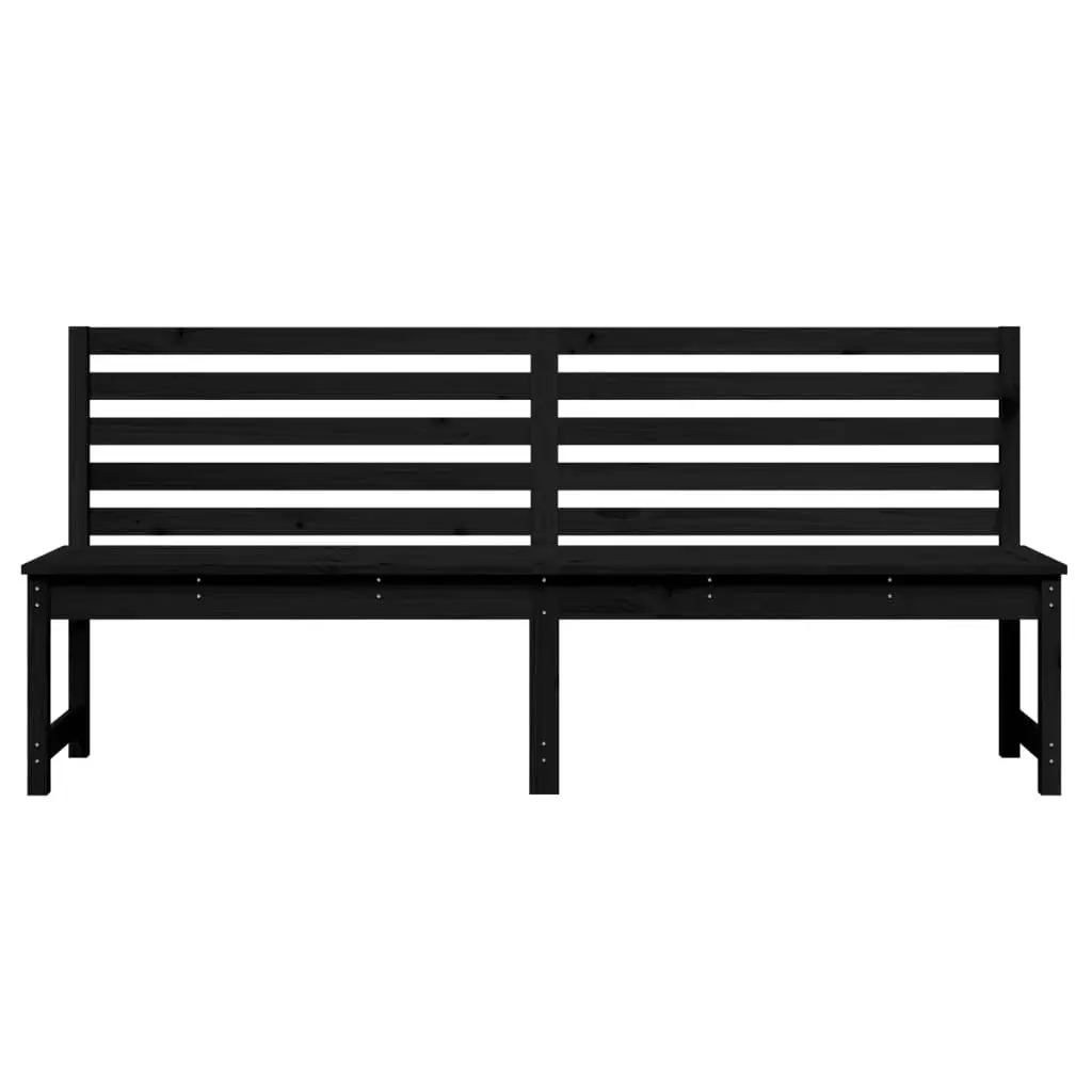 Garden Bench Outdoor Seating 201.5cm Black Solid Pine Wood Backrest