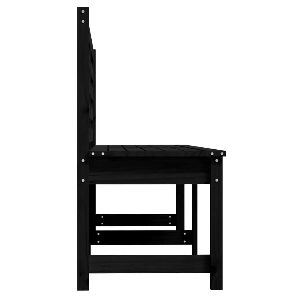 Garden Bench Outdoor Seating 201.5cm Black Solid Pine Wood Backrest