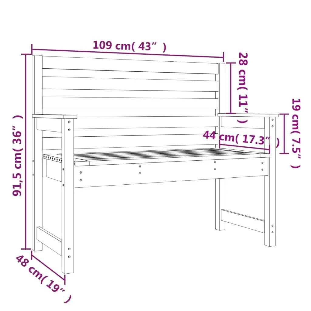 Wooden Garden Bench Outdoor Seating Grey 109 x 48 x 91.5 cm